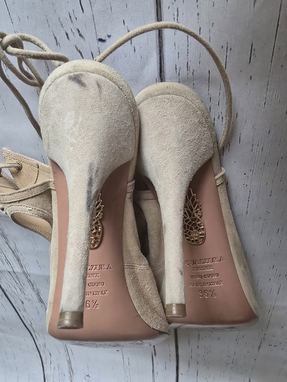 Aquazurra Sexy Thing Cut Out Suede Heels - Picture 3 of 5